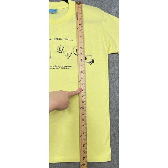 Vintage 80s Jesus T Yellow Medium Stedman - Picture 14 of 15